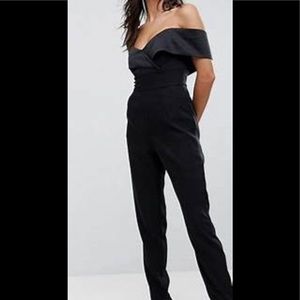 Lavish Alice Black Bardot Tailored Jumpsuit